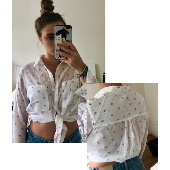 Patterned White Cotton On Button Down Shirt - Picture 4 of 4